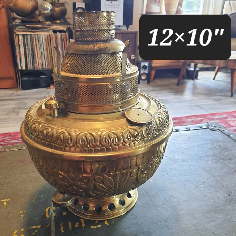 Vintage The Pittsburgh 1800s Victorian Brass Oil Lamp Electric Plug Conversion